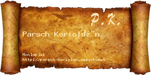 Parsch Koriolán névjegykártya